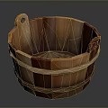 Handcrafted Natural Wooden Bucket With Rustic Wood Staves And Side Handle Design
