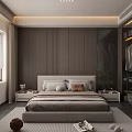 Modern Bedroom Interior Design With Bed Headboard Pillows Nightstands Wardrobe And Window