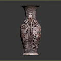 Traditional Ceramic Vase With Dragon Handles And Intricate Painted Design For Home Decor