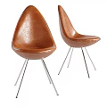 Brown Leather Leisure Chair With Modern Streamlined Shape And Metal Legs For Home Living Room