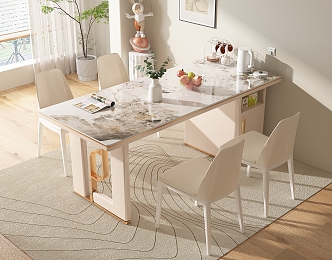 Modern Dining Table and Chair Combination 3d model