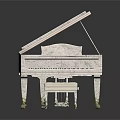 White Grand Piano With Matching Stool For Musical Performances And Practice
