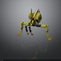 Yellow And Orange Mythical Animal With Wings Long Limbs And Sharp Claws 3D Render