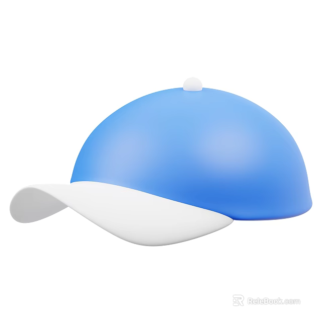 Stylish Blue And White Baseball Cap With White Brim And Top Button 3d model 