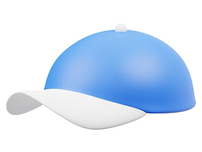Stylish Blue And White Baseball Cap With White Brim And Top Button 3d model