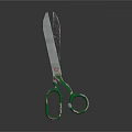 High Quality Durable Hardware Scissors With Green Handles And Sharp Metal Blades 3d model