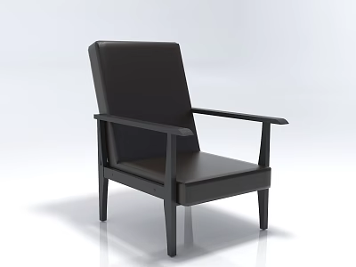 Modern Black Leather Single Chair With Armrest And Simple Design 3d model