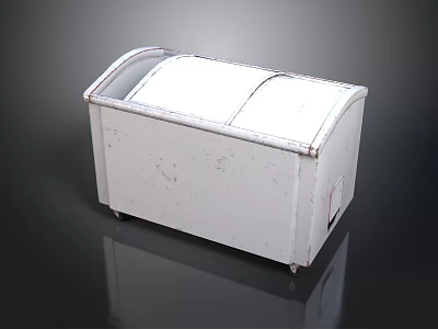 White Portable Cooler With Transparent Lid And Wheels For Household Storage 3d model