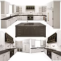 Modern Kitchen Interior With White Cabinets And Dark Island 3d model