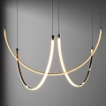 Modern Curved Metallic Ring Chandelier With Illuminated Soft Light Hanging Design 3d model