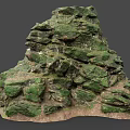 Green Layered Natural Stone Rock Formation With Textured Surfaces And Earthy Undertones