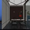 Traditional Tea House Interior Featuring Wooden Tables Chinese Screens and Hanging Lamps
