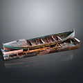 Wooden Water Boat With Green And Brown Hull And Interior Seats Design