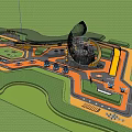 Vibrant Safe Children's Playground Area With Slide Climbing Frames And Green Surroundings
