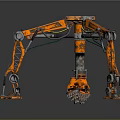 Orange Industrial Mechanical Equipment With Multi Legged Hydraulic Arms And Metal Structure