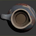 Handcrafted Blue Ceramic Jug With Handle Decorative Red Dots And White Motifs