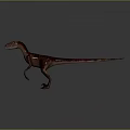 Red Brown Striped Dinosaur Standing With Yellow Eyes And Open Mouth