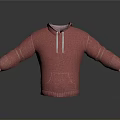Red Casual Hoodie With Drawstring And Front Pocket For Daily Use 3d model