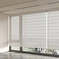 White Roman Blinds Enhance Modern Room with Large Windows Natural Light and Green View