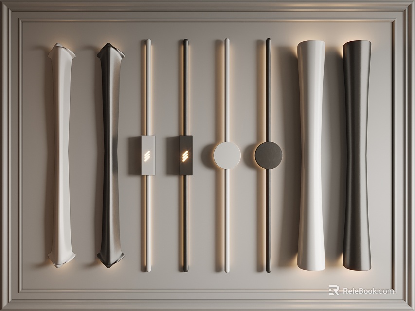 Modern Wall Lamps With Various Stylish Designs And Sleek Metal Finishes Arranged Neatly 3d model 