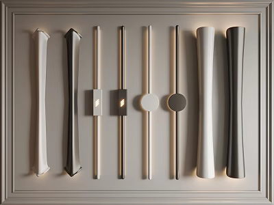 Modern Wall Lamps With Various Stylish Designs And Sleek Metal Finishes Arranged Neatly 3d model