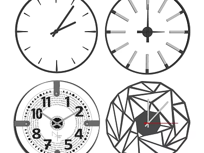Various Stylish Clocks With Different Designs For Home Interior Decoration 3d model