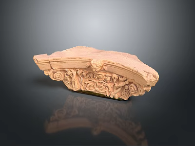 Intricate Architectural Stone Sculpture Carving With Detailed Patterns And Light Brown Texture 3d model