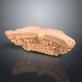Intricate Architectural Stone Sculpture Carving With Detailed Patterns And Light Brown Texture