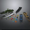 Colorful Water Vehicles Models With Various Types And Sizes For Collection