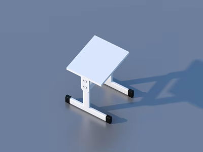 White Mobile Small Table With Wheels And Simple Design On Gray Background 3d model