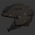 Brown Tactical Futuristic Armored Sci Fi Helmet With Detailed Panel And Vents
