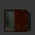 Vintage Television With Wooden Case Green Screen And Control Knobs 3d model
