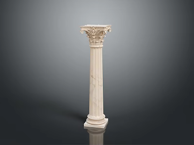 Scenic View Of Classical White Column With Intricate Carved Capital On Black Background 3d model
