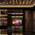 Luxurious KTV Room Interior With Comfortable Sofa Large Screen And Decorative Ceiling Lights 3d model