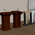 Different Design Podiums With Microphones In Modern Office Interior 3d model