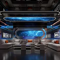Sci Fi Style KTV Room With Futuristic Lighting And Sofas 3d model