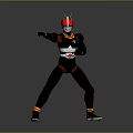 Armored Insect Inspired Character In Black Red Yellow Battle Stance Pointing Forward