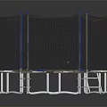 Round Trampoline Furniture With Blue Frame Safety Net And Metal Support Poles