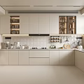 Modern Minimalist Kitchen Interior With White Cabinets Built In Appliances And Tile Backsplash