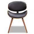 Modern Leisure Chairs With Black Leather Seats Wooden Legs And Armrests Design