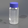Medical Device Graduated Transparent Bottle with Blue Cap and Volume Markers for Medical Laboratory Use