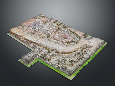 Ancient Architectural Ruins From Archaeological Excavation With Stone Circular Structure 3d model