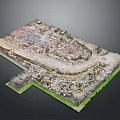 Ancient Architectural Ruins From Archaeological Excavation With Stone Circular Structure 3d model