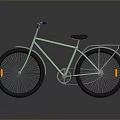 Light Green Bicycle with Black Seat Blue Handlebars Silver Fenders and Black Wheels