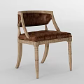 Classic Accent Chair With Brown Leather Upholstery And Wooden Carved Legs
