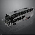 White Double Decker Bus With Large Windows And Roof Vents Design