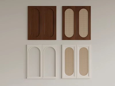 Wardrobe Doors With Various Designs Colors Wooden White Panels And Grid Patterns 3d model