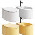 Yellow Bathroom Toilet With Matching Sink And Black Faucet Fixture