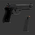 Modern Black Pistol Weapon With Detachable Magazine On Dark Background