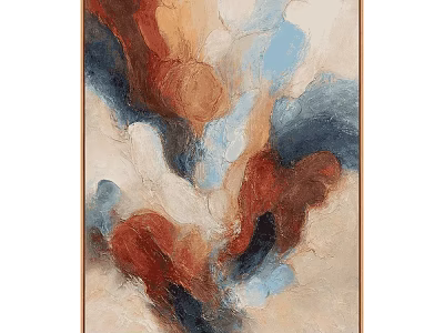 Modern Abstract Wall Decor Art With Warm Brown Red Blue Textured Hues 3d model